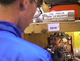 Oliver checks out a solar panel in the shop at the Centre for Alternative Technology, Machynlleth